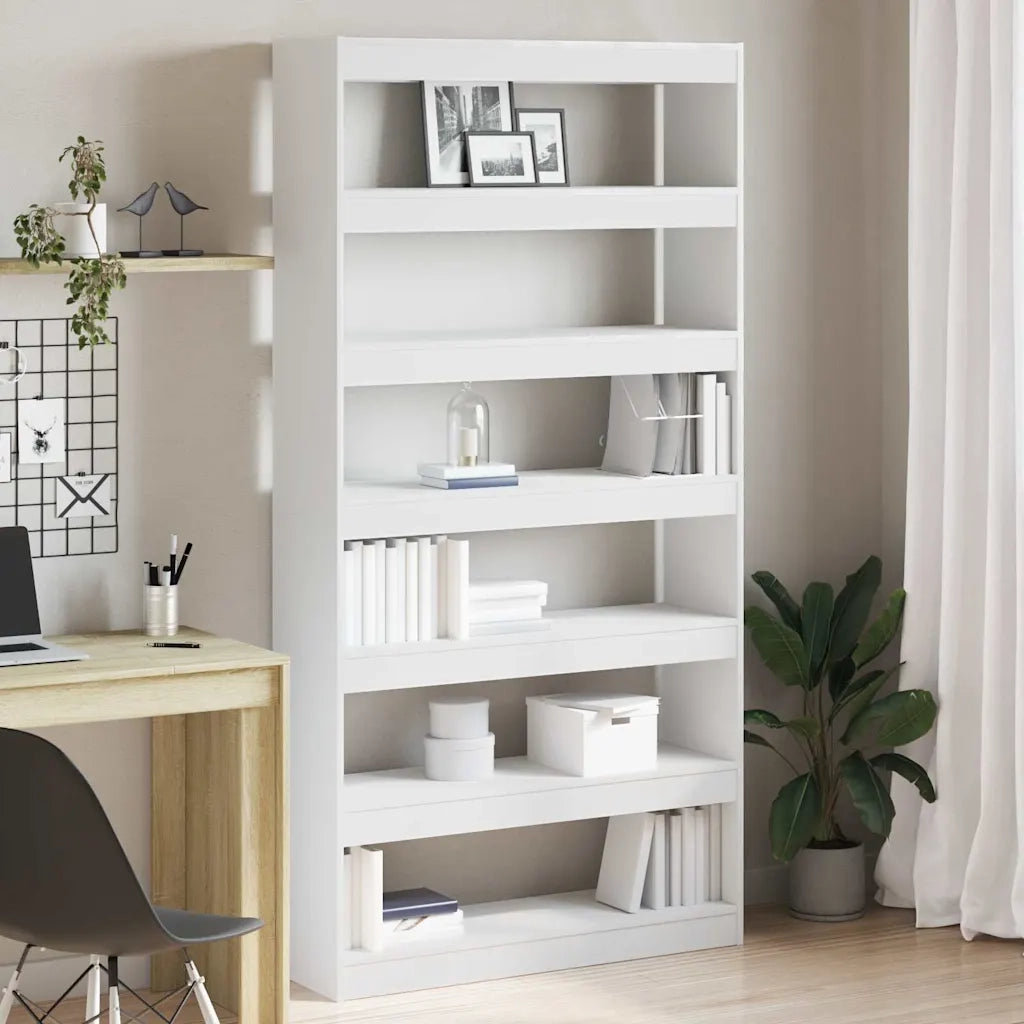 Armadio per Libri 6 livelli 100 x 30 x 198 cm Bianco 3333924