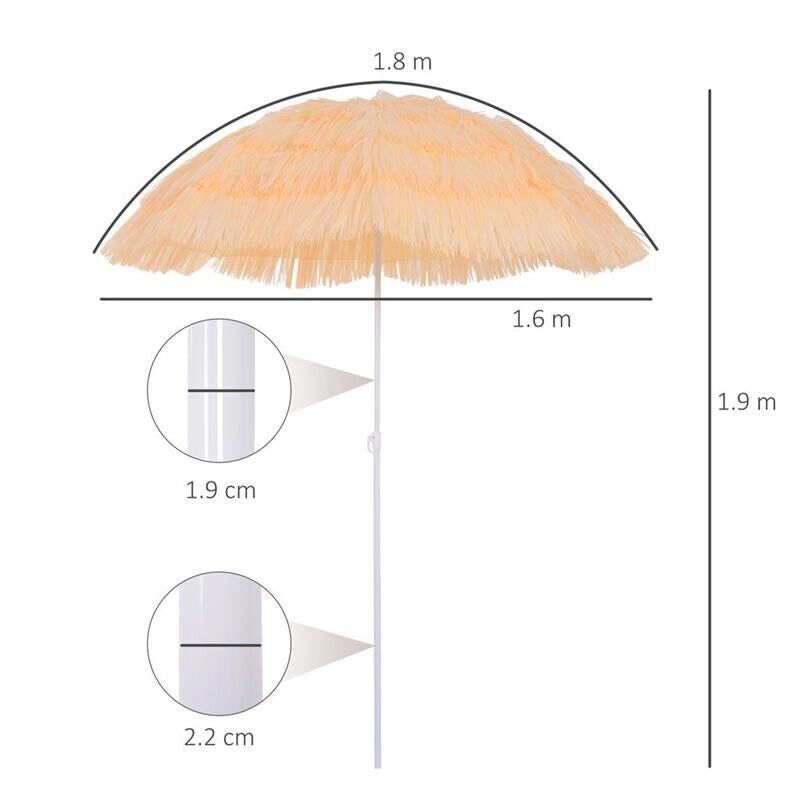 OMBRELLONE DA SPIAGGIA PALO INCLINABILE E 8 STECHE 160 CM BEIGE