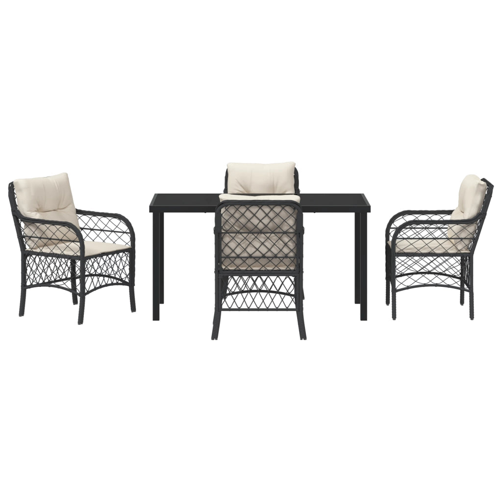 Set da pranzo da giardino 5 pezzi con cuscini Rattan PE Nero