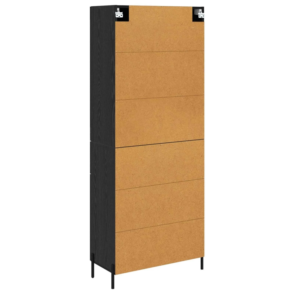 Credenza | Madia | Buffet da pranzo | Armadio da pranzo Rovere Nero 69,5 x 34 x 180 cm Legno multistrato