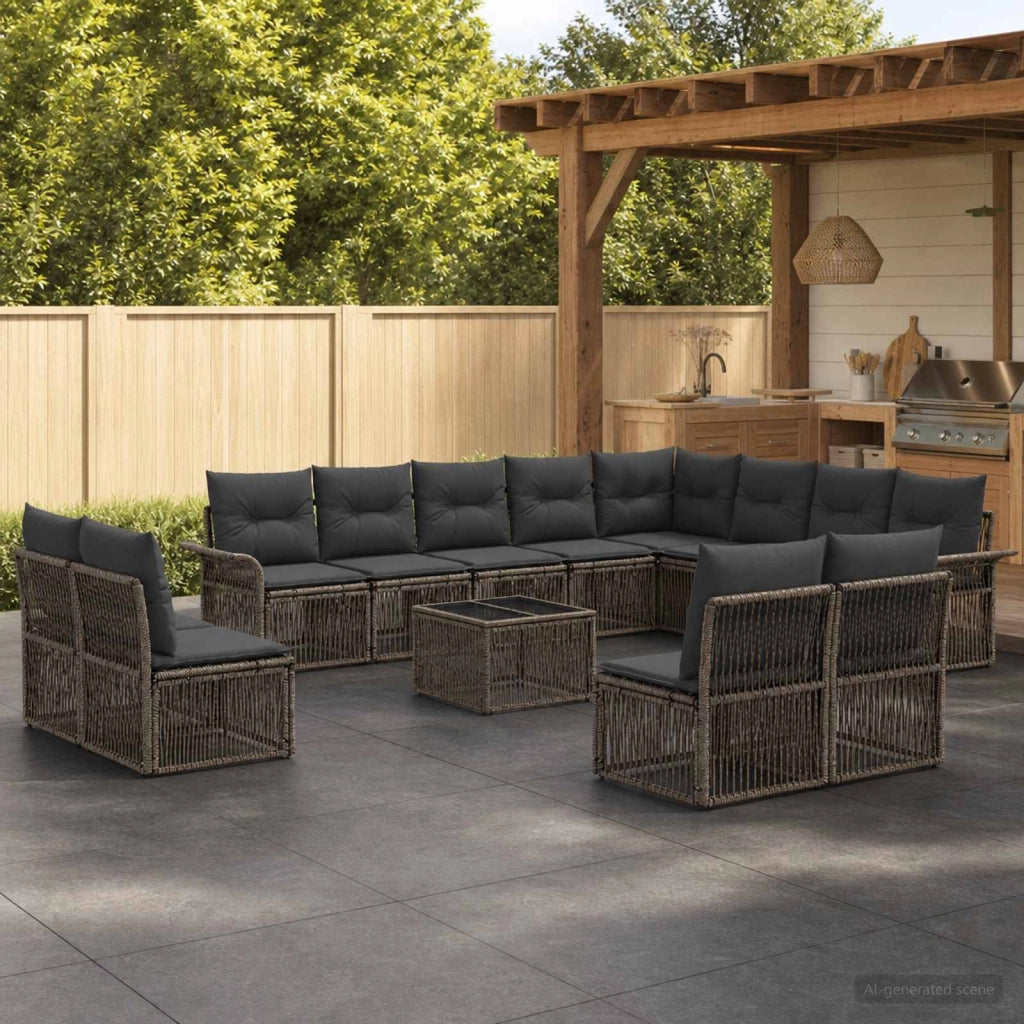 Set Divano da Giardino 13 pz Grigio polyrattan 3434990