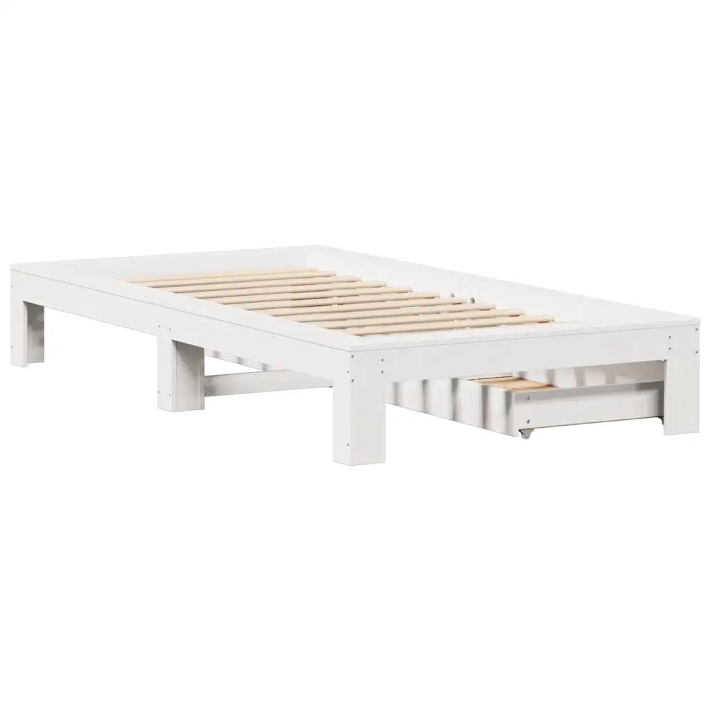 Giroletto senza Materasso Bianco 100x200 cm Legno Massello Pino 3309006