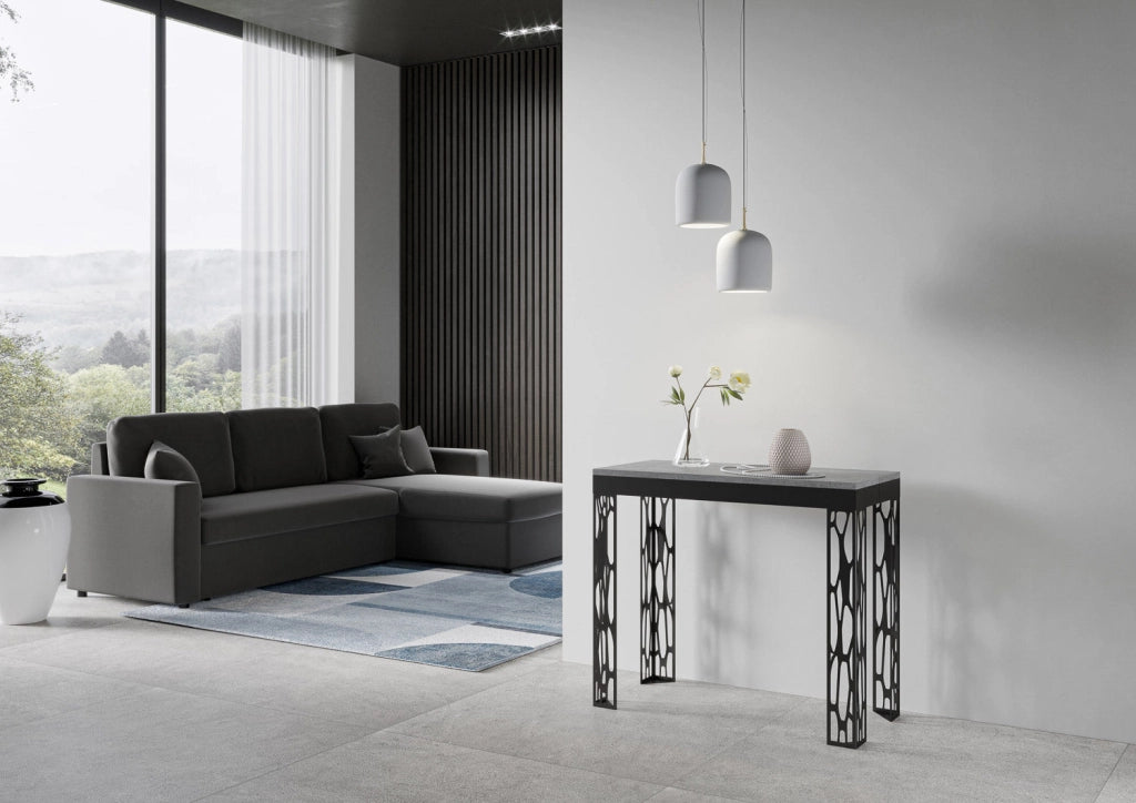 Consolle Allungabile 90-300x40x77 cm in Nobilitato Grigio