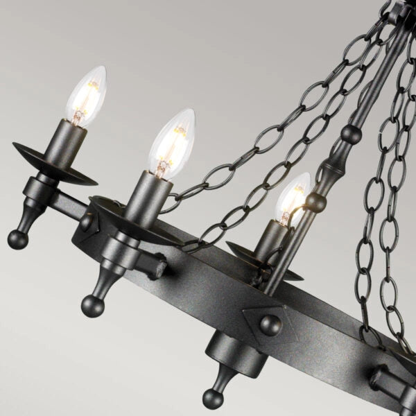 Lampadario Warwick in grafite nero 5xE14 60W Elstead