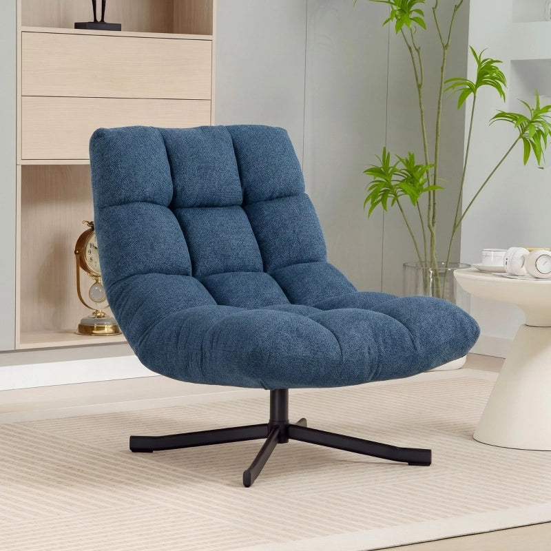 POLTRONA girevole 75 cm Blu scuro in poliestere