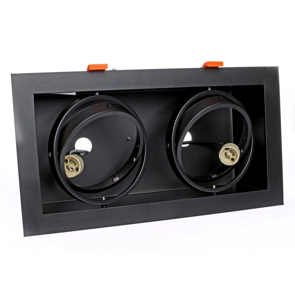 Faretto incasso soffitto Plaza nero 2xAR111 GU10 Milagro