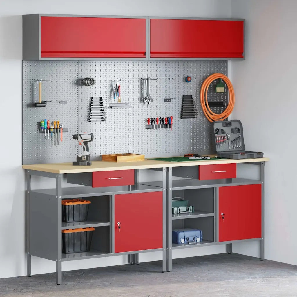 Set banco da lavoro con cassetto 8 pcs Rosso e Grigio 3321499