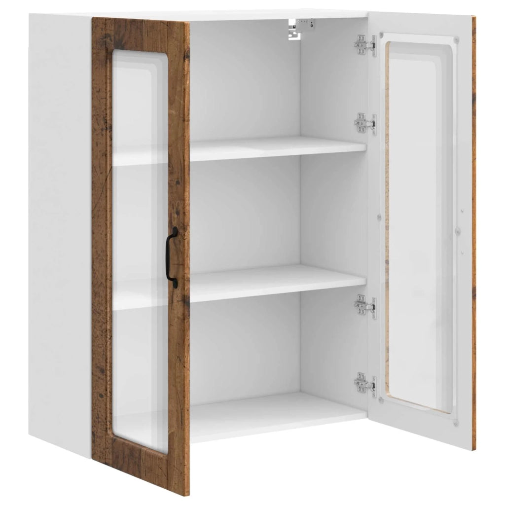 Pensile da cucina | Mobile in vetro da parete PORTO Legno vecchio 80 x 31 x 100 cm