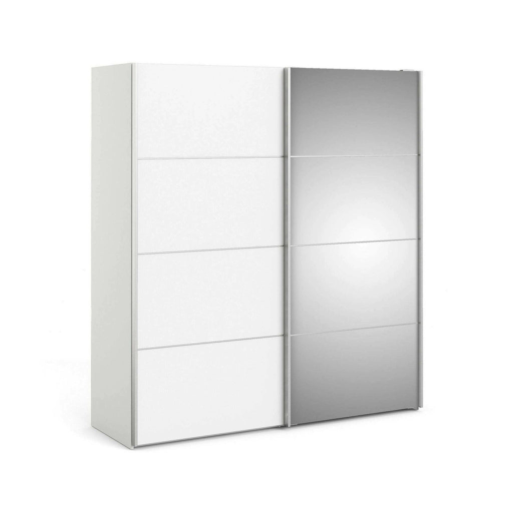 Guardaroba 2 ante Astrée, Mobile camera da letto, Cabina armadio portabiti, Armadio appendiabiti, 182x64 h202 cm, Bianco