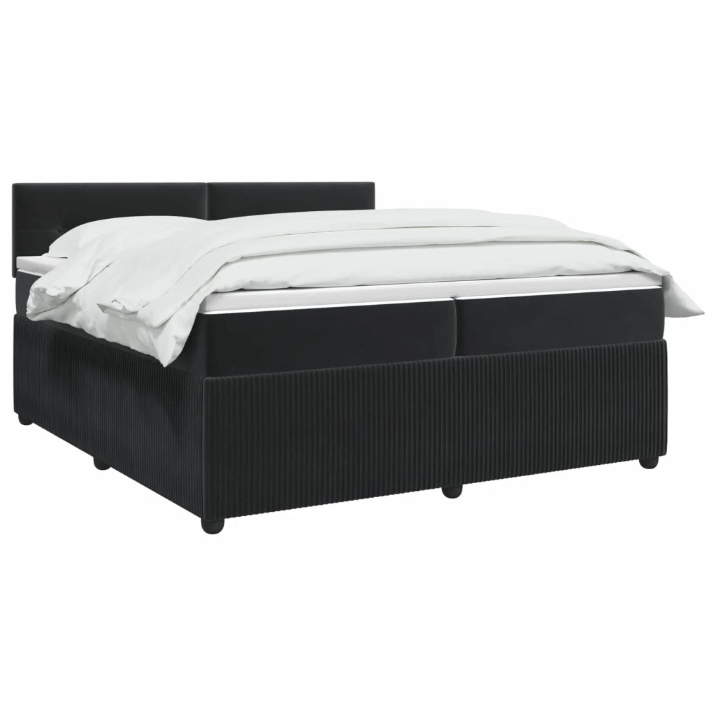Letto box spring con materasso Nero 200 x 200 cm Velluto 3453211