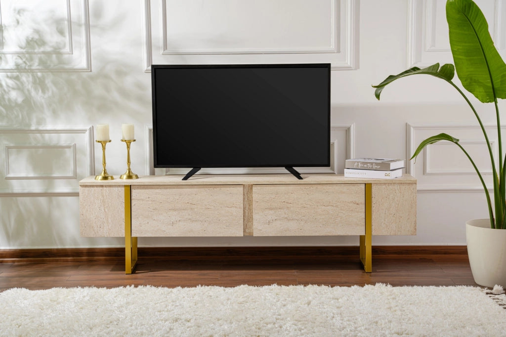 Mobile TV in legno "Serenity" 180 x 30 x 50 cm - Travertino