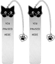 Due cartelle per gatti con hanger a forma di cuore per appassionati di gatti - cartella per libri a forma di gatto in acciaio inossidabile per donne - accessori per libri con tema animali divertenti