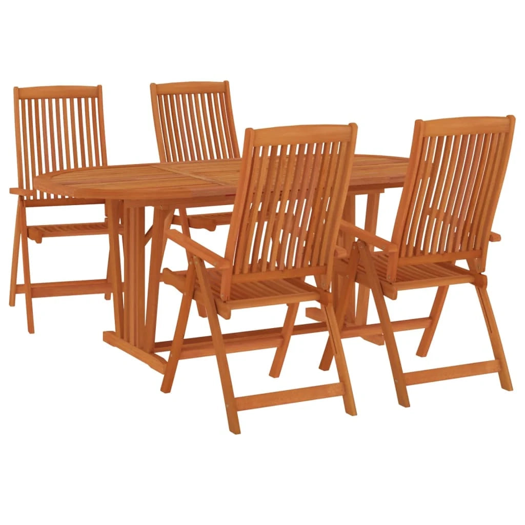 Set da pranzo da esterno 5 pezzi mobili da giardino legno massello di eucalipto 02_0014287