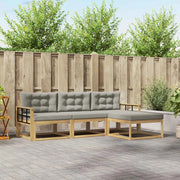 Set di divani da esterno 4 pz Bianco e Grigio Chiaro Poliestere 3386280