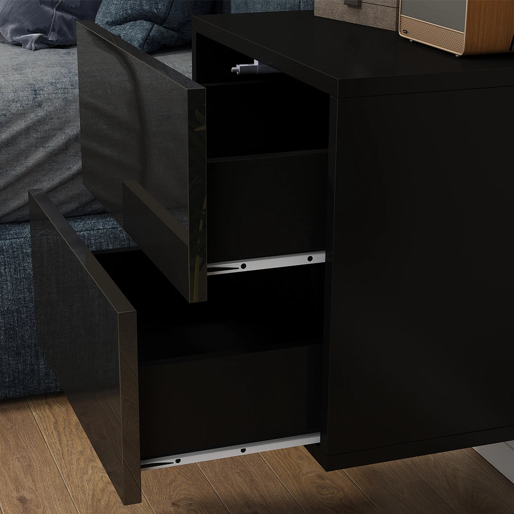 Vicco Comodino camera da letto Nero lucido 49.6 x 51.2 cm