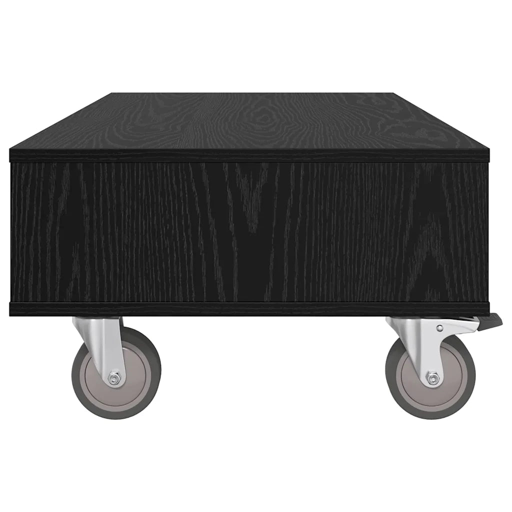 Tavolino | Tavolo laterale con Ruote Rovere Nero 90 x 50 x 30 cm