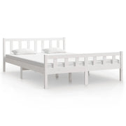 Letto matrimoniale | Letto per adulti | Giroletto Bianco in Legno Massello 150x200 cm King Size