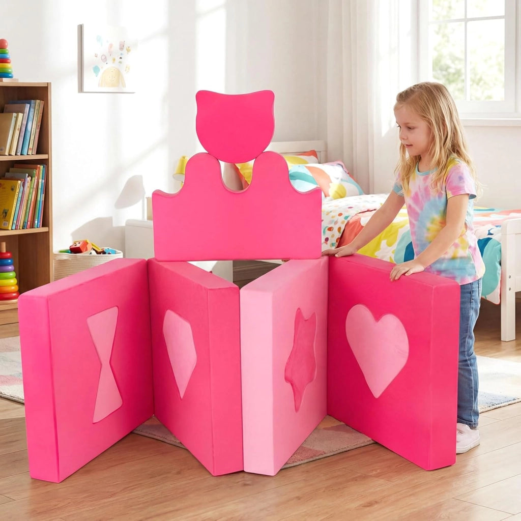 Divano da Gioco per Bambini 14 Pezzi, Divanetto Morbido con Coperture Rimovibili, Blocchi Modulari in Schiuma per Arrampicata, Poltrona per Camera da Letto e Stanza Giochi per Bambini 3+ Anni
