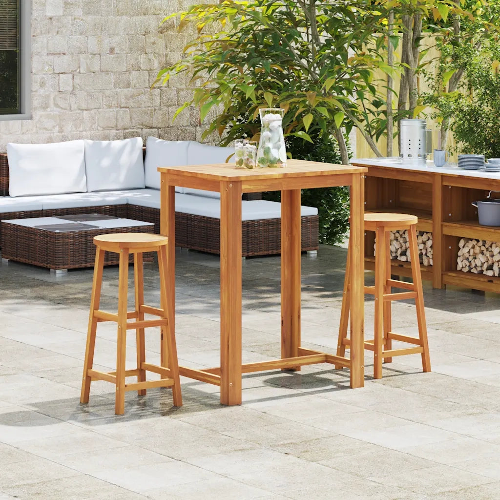 Sgabelli da Bar 2 pz in Legno Massello di Acacia 44129