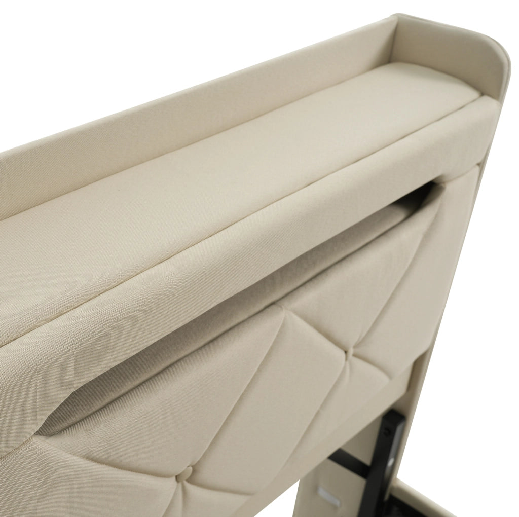 Letto imbottito con LED, testiera con porte USB e vano contenitore