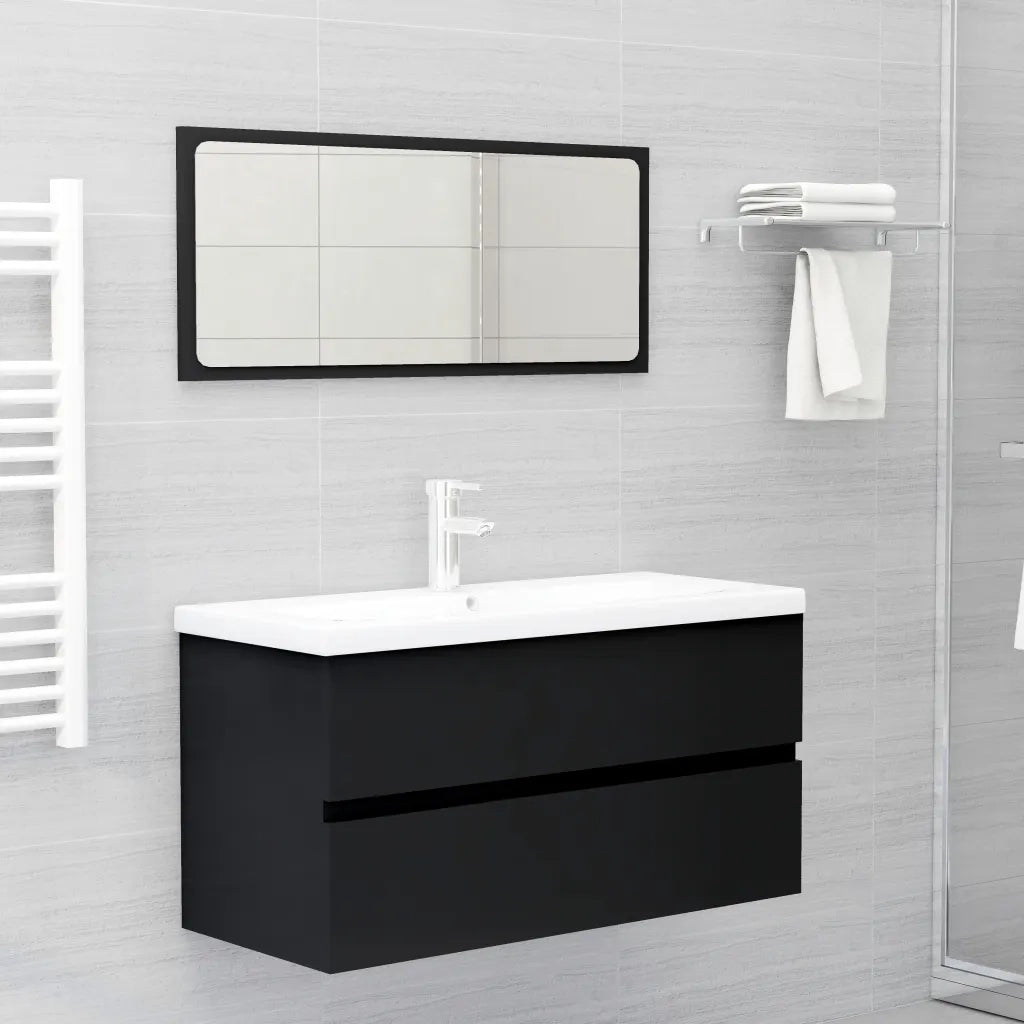 Mobile Lavabo Nero 90x38,5x45 cm in Legno Multistrato 804756