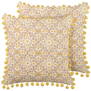Set di 2 cuscini decorativi giallo cotone 45 x 45 cm motivo geometrico stampa blocchi stile boho accessori