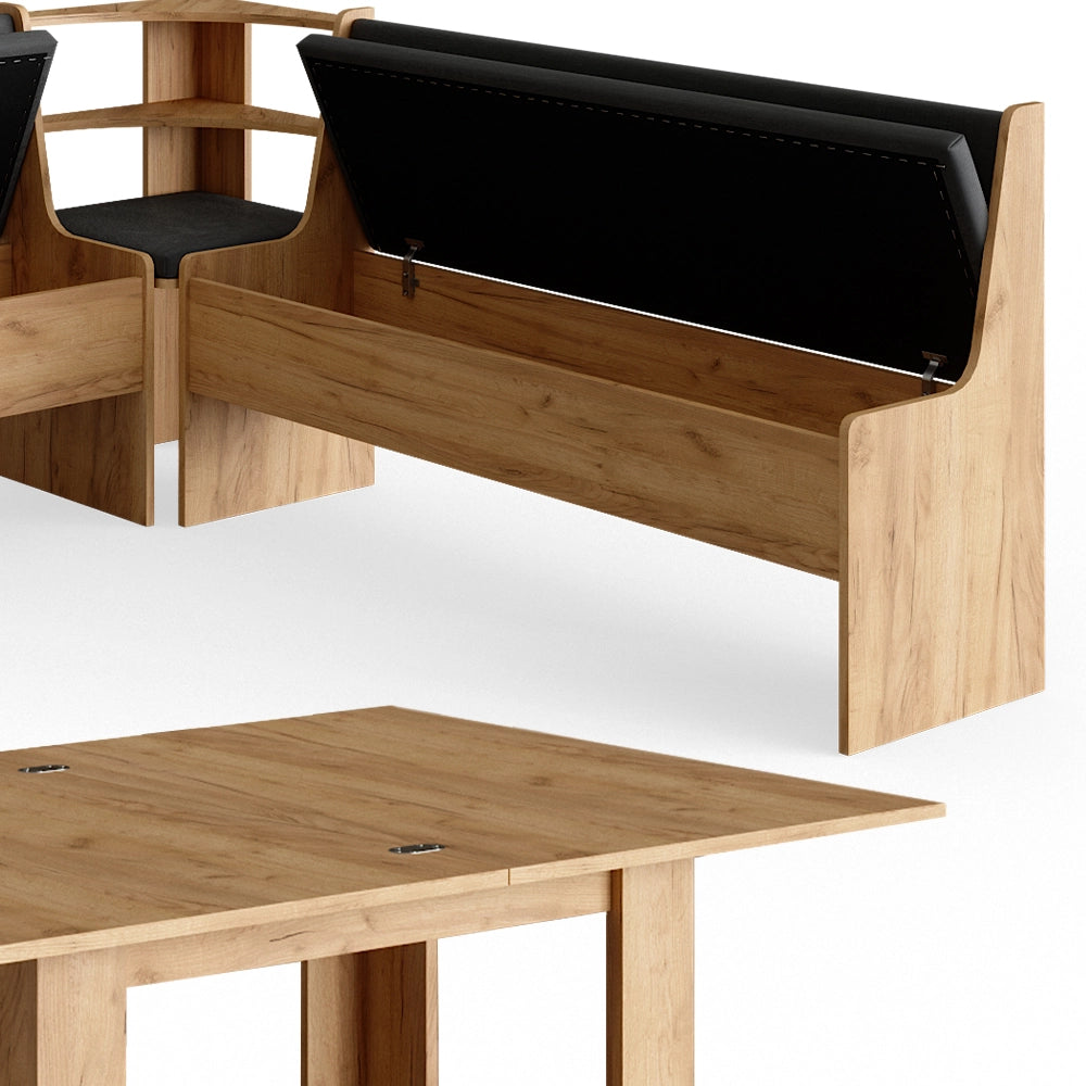 Vicco Gruppo panca ad angolo Quercia dorata 180 x 41.5 cm con tavolo
