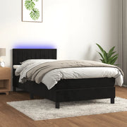 Letto a Molle con Materasso e LED-Struttura Letto con Materasso Nero 90x190 cm in Velluto 996790