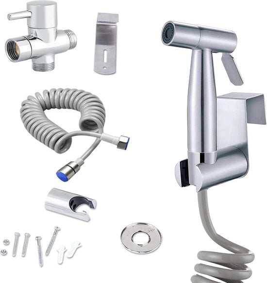 Set di bidet a mano - Doccia per bagno in acciaio inossidabile - Igiene personale - Pulizia bagno - Tubo da 15 m - Supporto