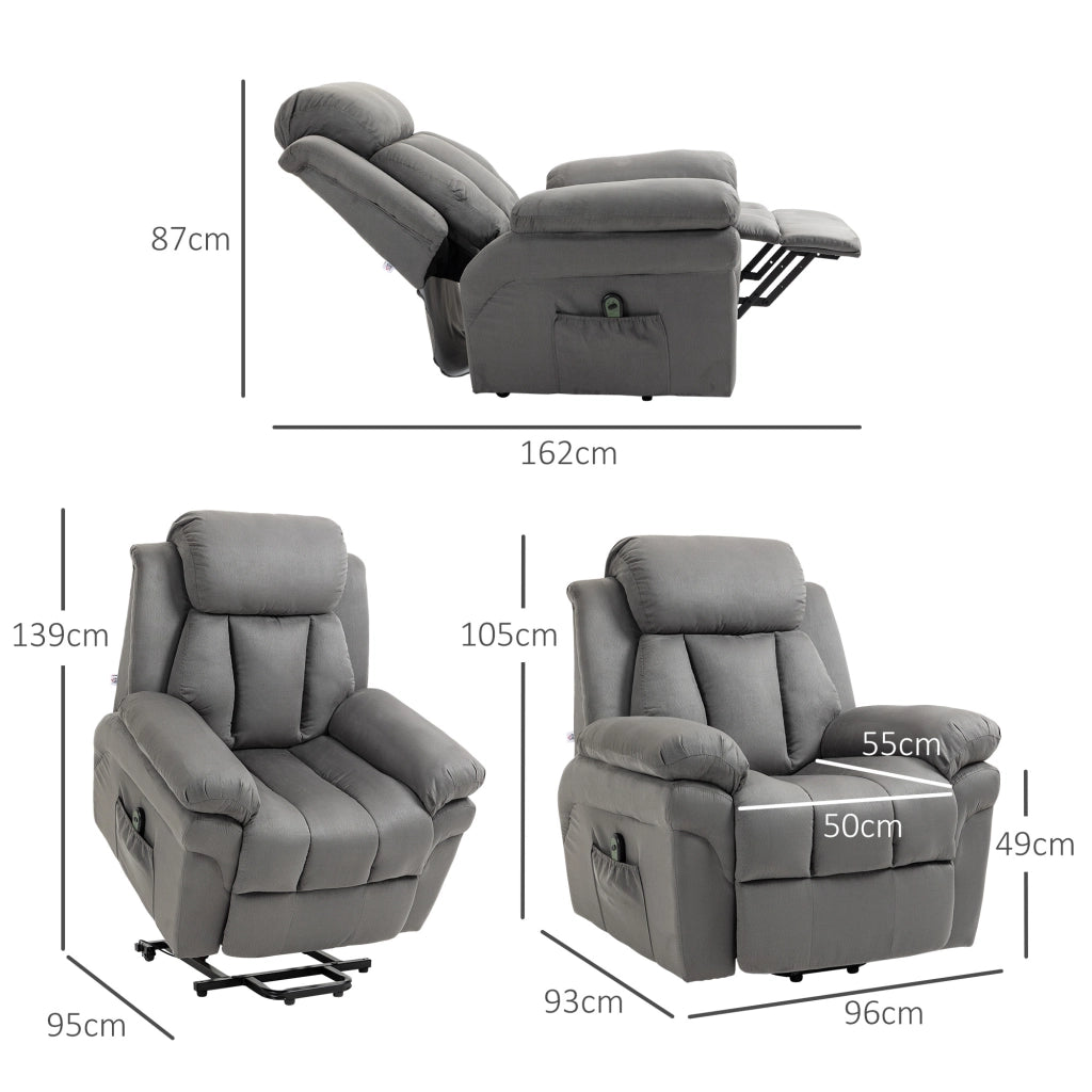 Poltrona Relax Elettrica Reclinabile con Poggiapiedi Regolabile ¨C Zephmum ¨C Grigio