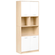 Libreria a 4 ante in truciolato marrone chiaro e bianco Mobili da ufficio minimalisti Ripiani apribili e chiudibili