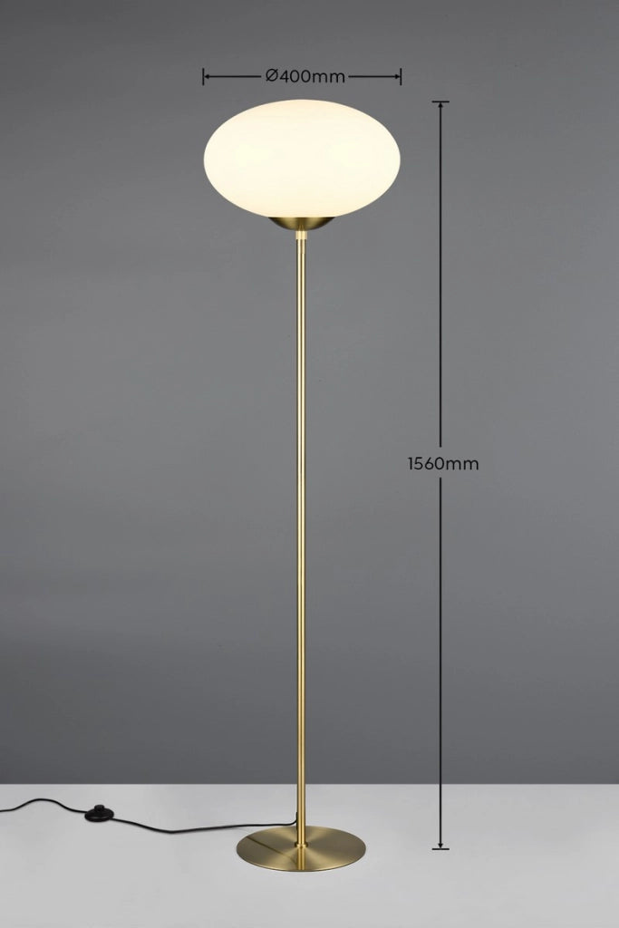 Lampada da terra FOMENTO ottone opaco vetro bianco 150cm E27