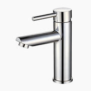 Wastafel da bagno in acciaio inox 304, rubinetto a singolo foro, acqua calda e fredda, modello da installazione, adatto per bagno e cucina - finitura lucida, scarico rettilineo