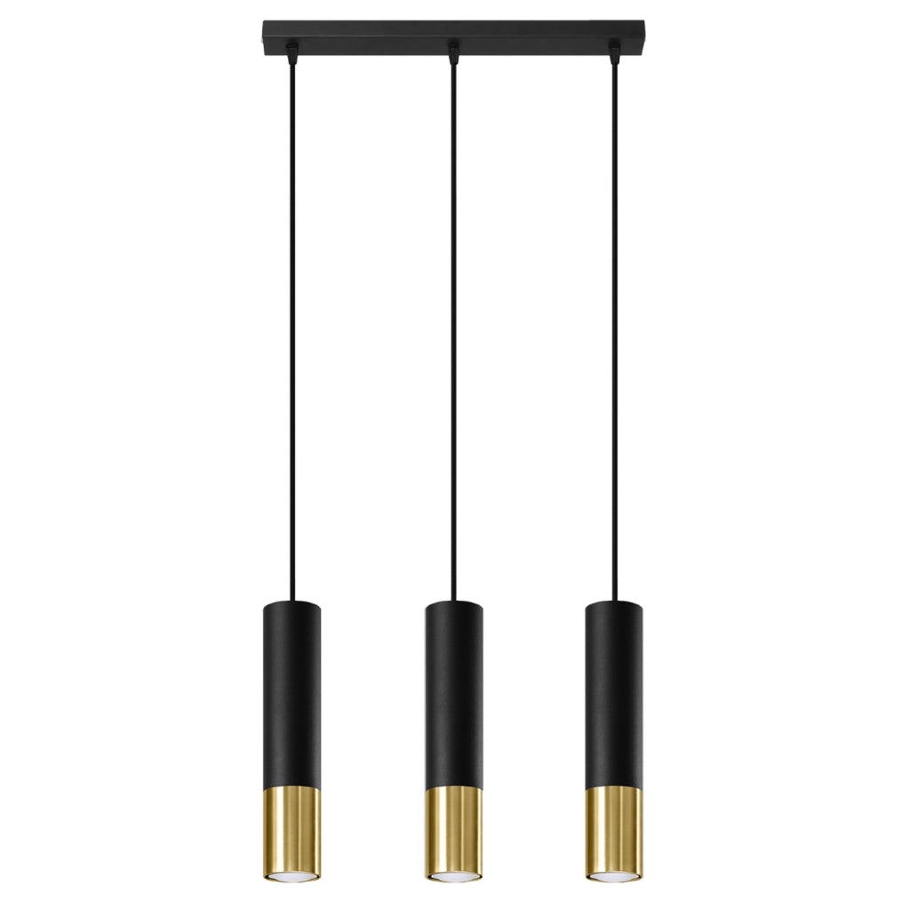 Lampada a sospensione moderna LOOPEZ in acciaio nero oro con attacco LED GU10 3x