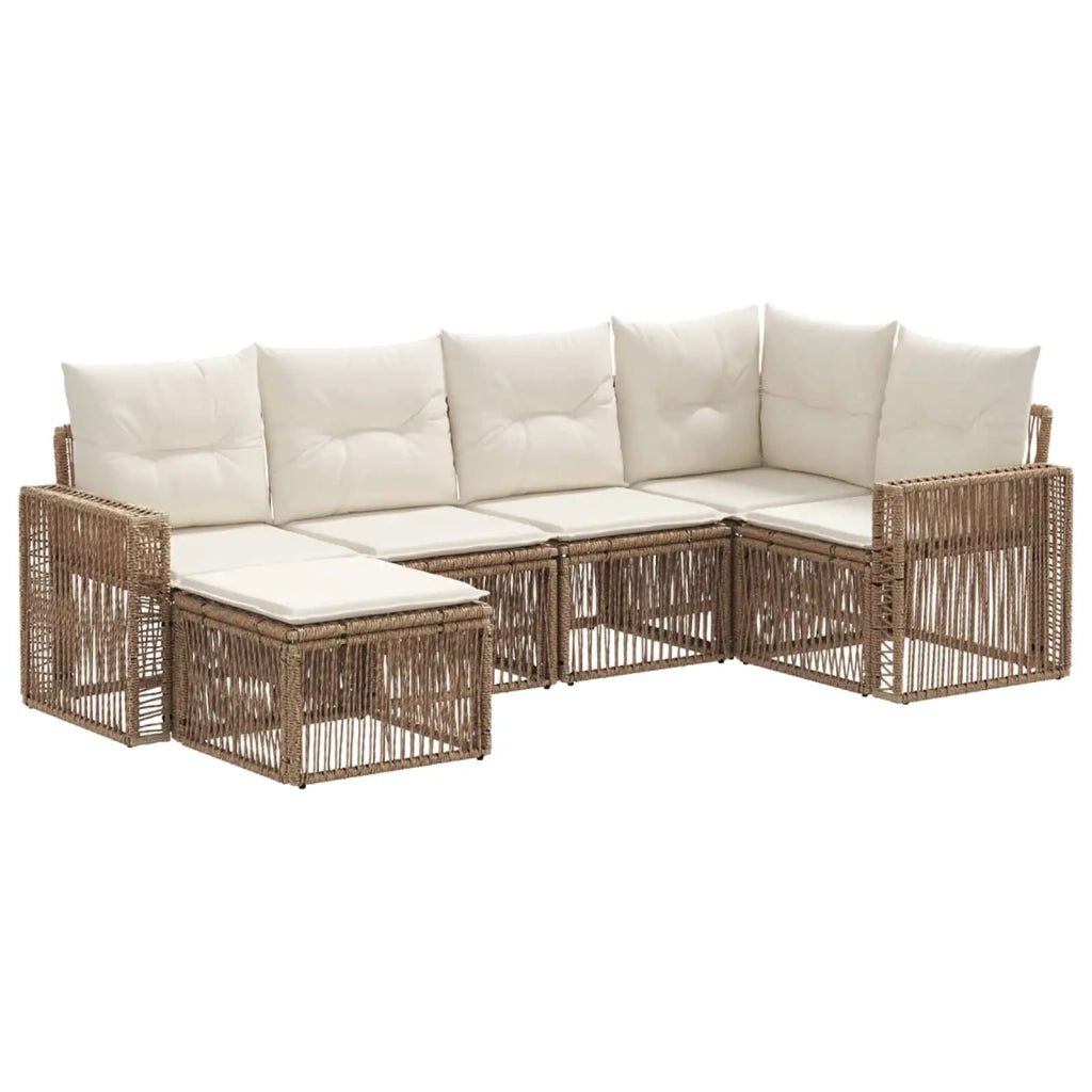 Set Divano da Giardino 6 pcs Beige e Bianco Crema polyrattan 3435192