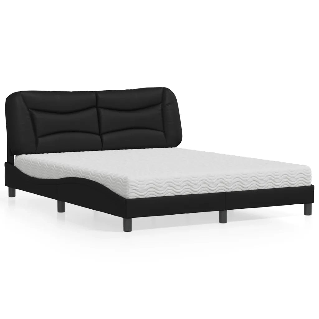 Letto con Materasso Hvar Nero 160x200 cm in Similpelle 3208731