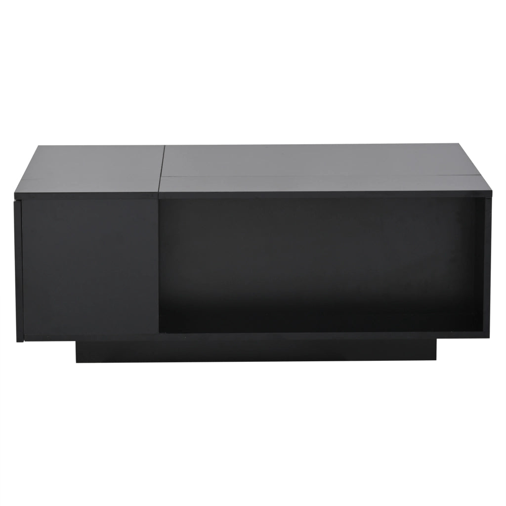 TAVOLO da caffè 100 x 50 x 40 cm nero con piano regolabile, cassetto e LED