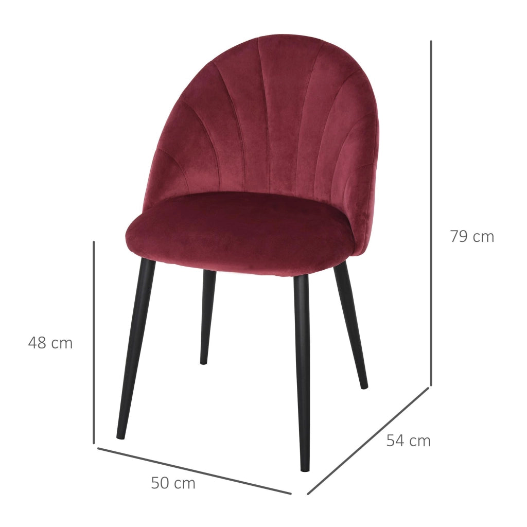 Set 2 Sedie Imbottite 50x54x79 cm in Velluto  Bordeaux