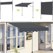 Ombrellone in acciaio antracite 350cm con protezione UV e acqua, regolabile per terrazza, balcone e giardino