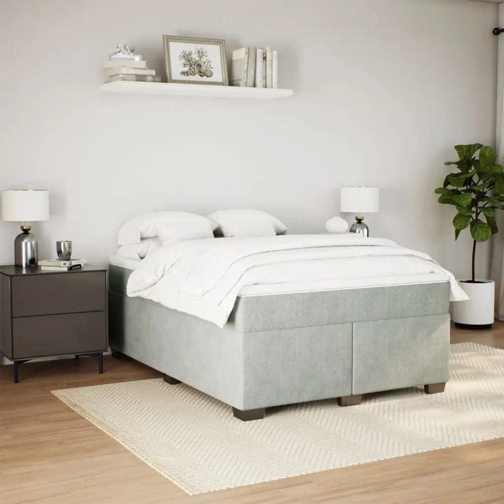 Giroletto a Molle con Materasso Grigio Chiaro 160x200cm Velluto 3285293