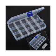 Trade Shop - Scatola 15 Comparti Regolabili 18x8cm Porta Minuterie Gioielli Perline Nail Art -