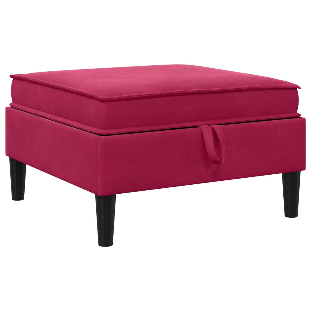 Pouf con Storage Rosso Vino Velluto 42027137