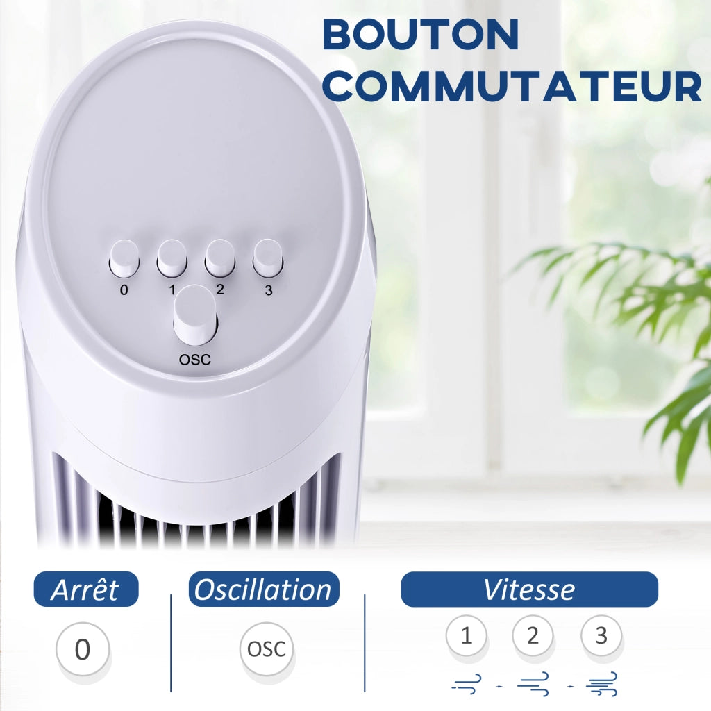 Ventilatore a colonna silenzioso e potente ¨C Zephmum ¨C 45W 70¡ã oscillante 3 velocit¨¤ 27x27x75 cm bianco