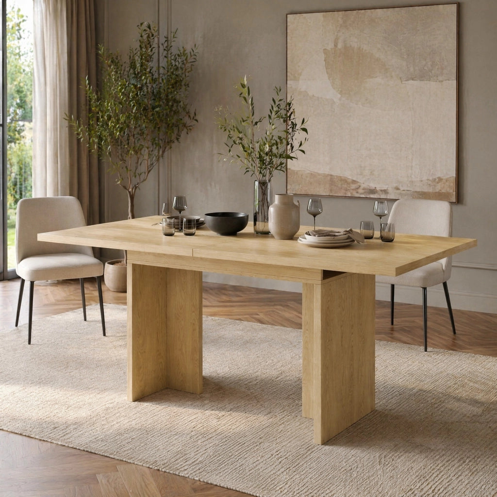 Tavolo da pranzo allungabile 140-180 cm in MDF effetto rovere, per 6-8 persone