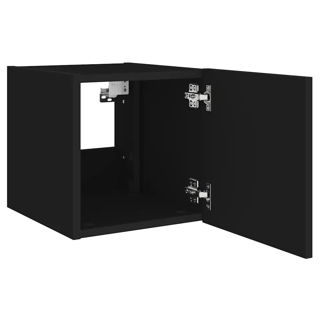 Mobili TV a Parete con Luci LED 2pz Neri 30,5x35x30 cm 837221