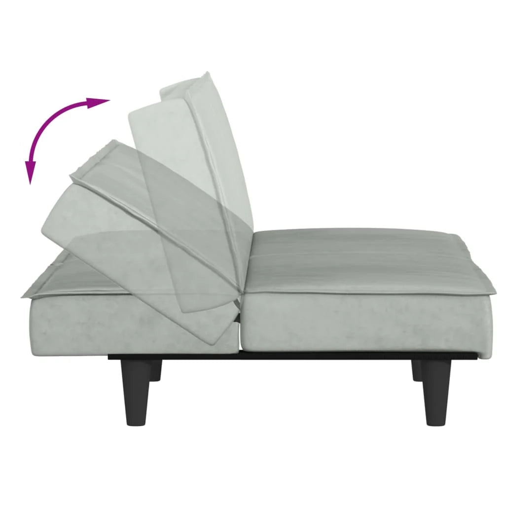 Divano letto 200 x 89 x 70 cm velluto grigio chiaro 02_0019834