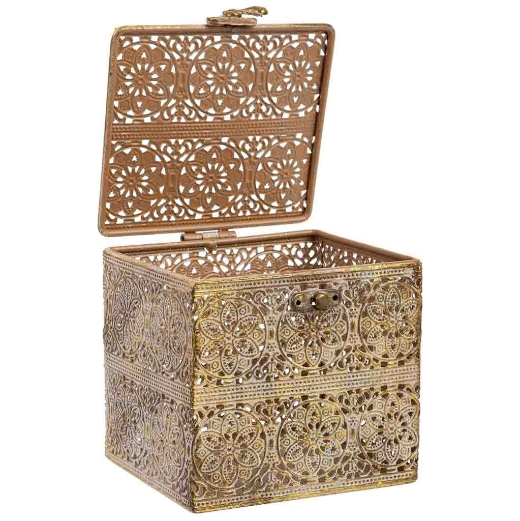 Scatola in metallo marrone 12.5x12.5x11.5h cmh cm