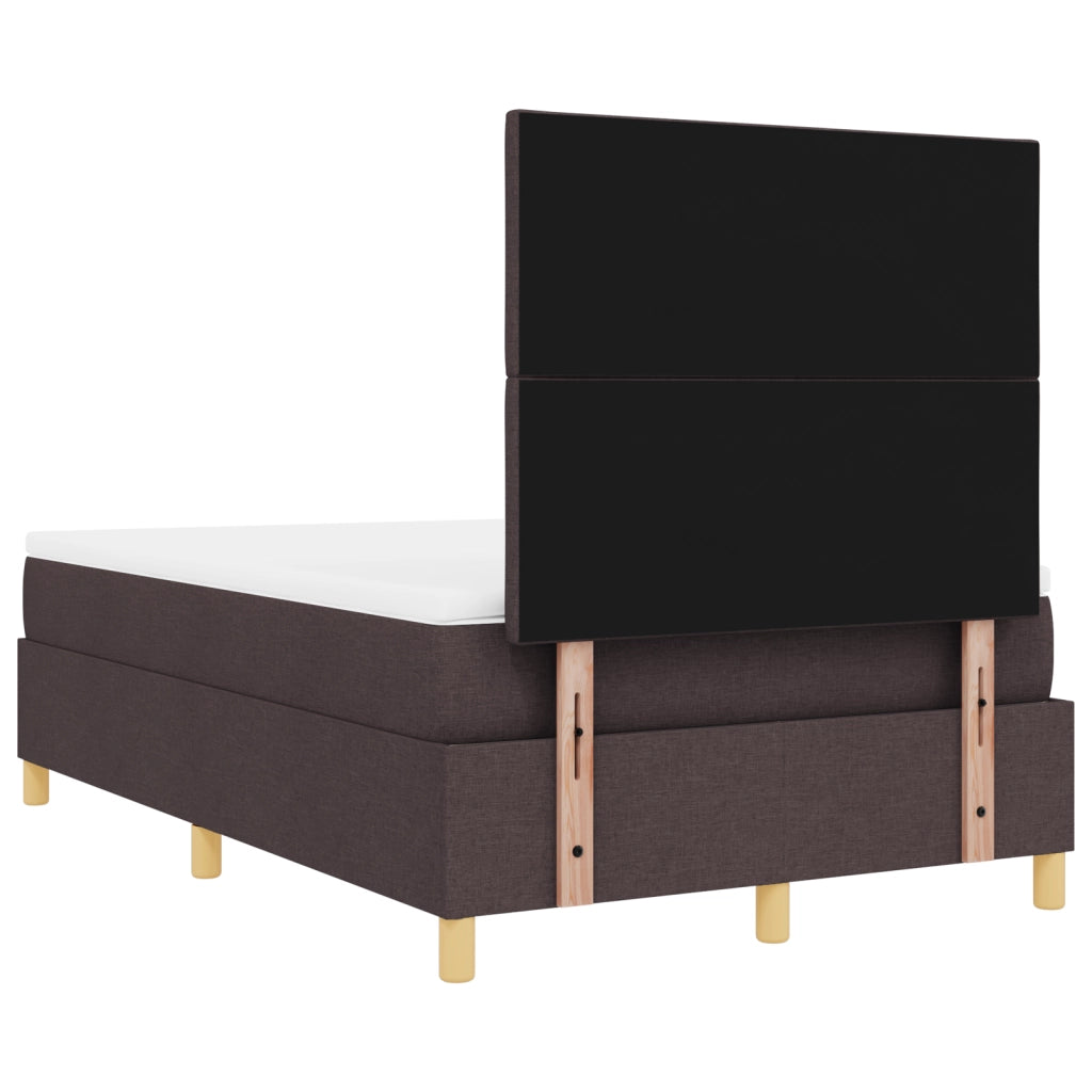 Letto Box Spring con Materasso e LED Marrone Scuro 120x190 cm Tessuto