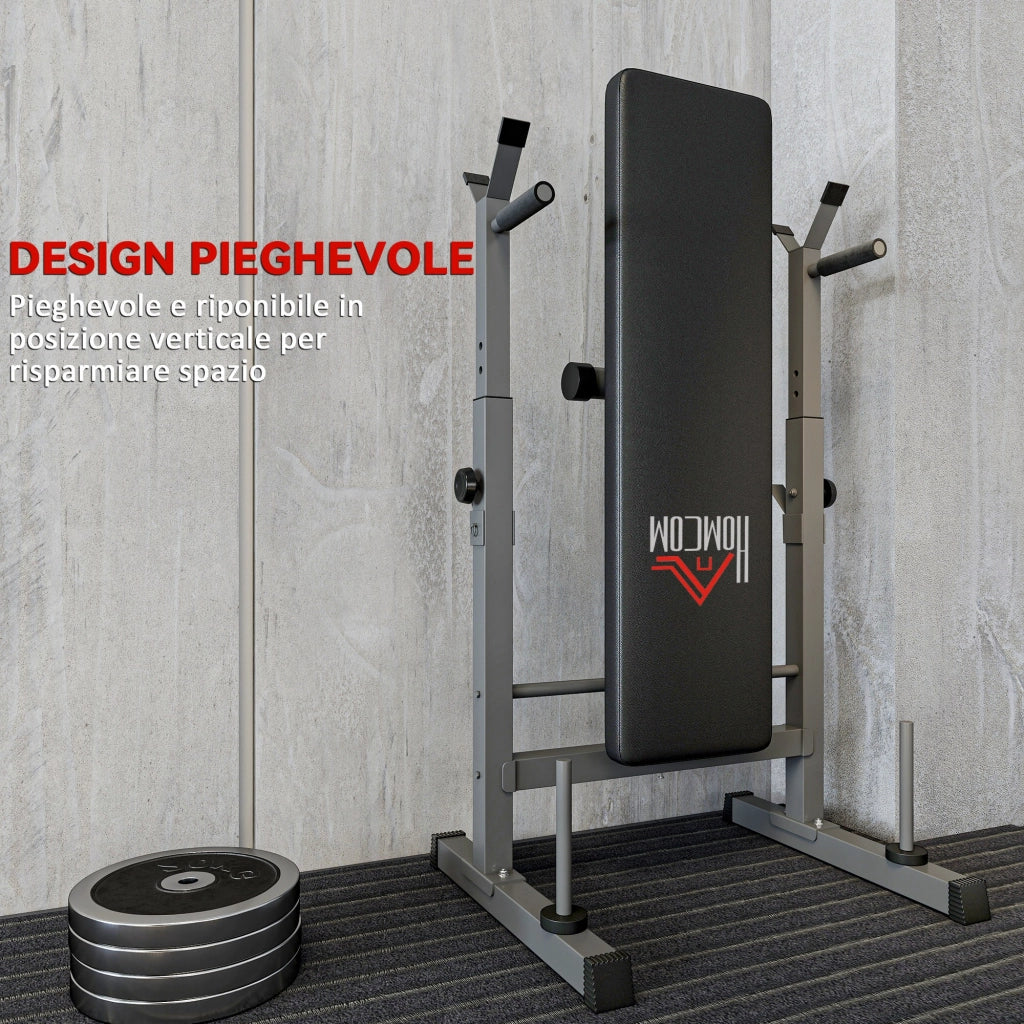 Panca Pesi Pieghevole ¨C zephmum ¨C Grigio, Acciaio e PU, 140x73x98-122 cm