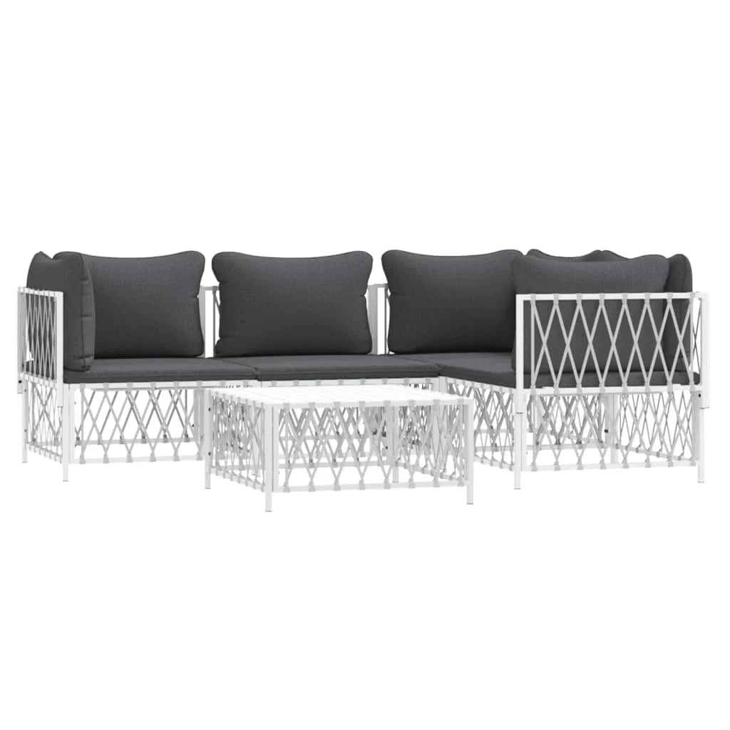 Mobili da giardino mobili da esterno set di mobili con cuscini 5 pezzi acciaio bianco 02_0018306